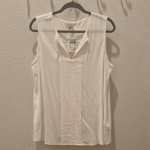 Boss Cream Sleeveless Pleated Blouse